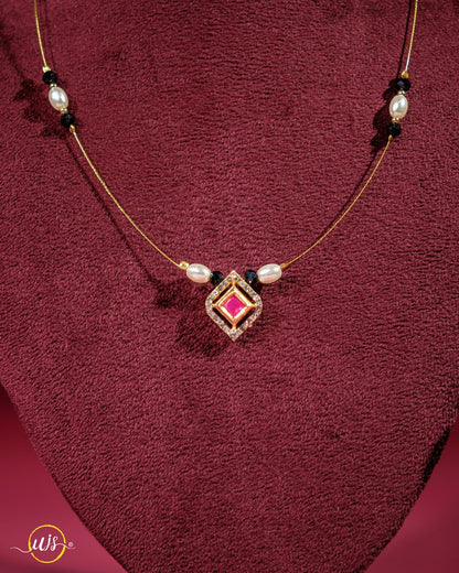 Minimalist Pink Stone Mangalsutra - shop_name 
