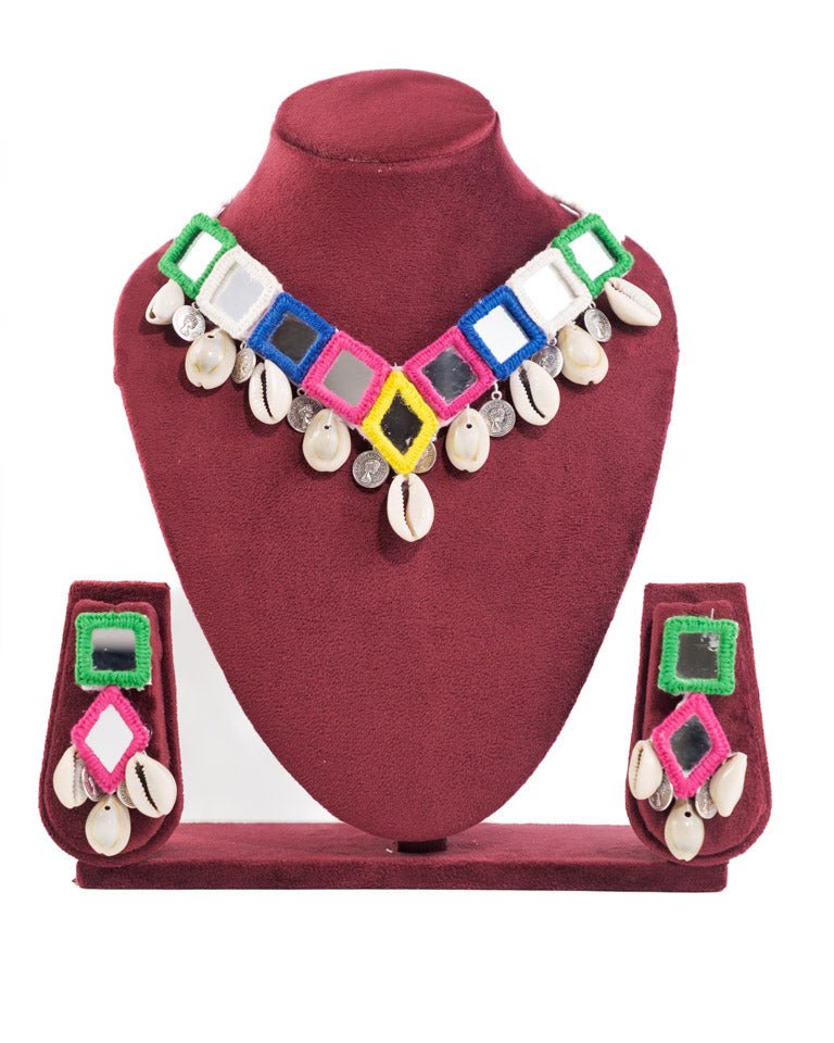 Multicolor Mirror Choker Necklace Set | Ethnic Jewellery for Women - shop_name