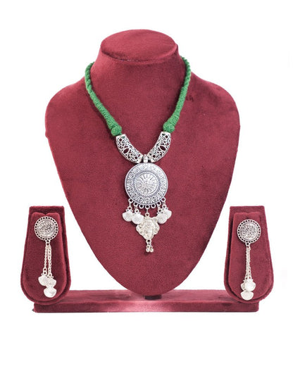 Oxidised Silver Necklace Set with Earrings - shop_name