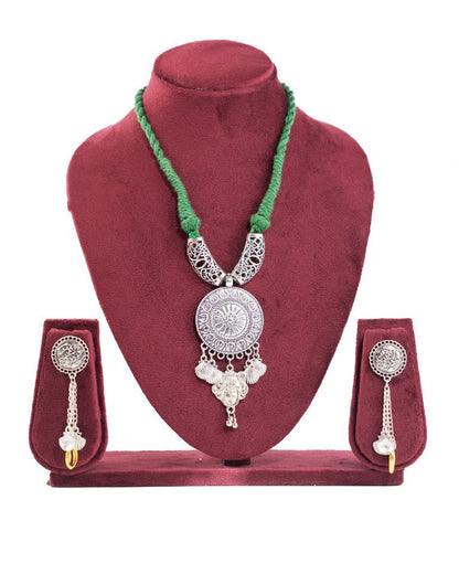 Oxidised Silver Necklace Set with Earrings - shop_name