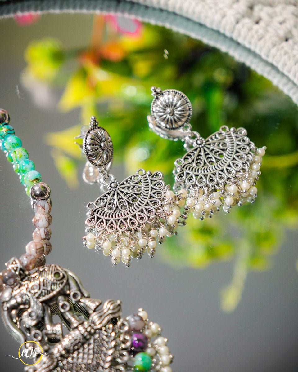 Oxidized Beaded Necklace Set - shop_name