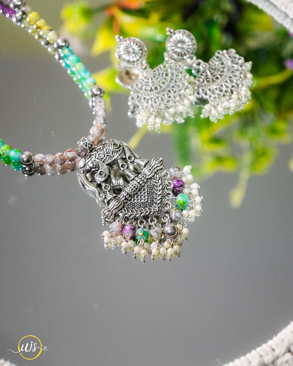 Oxidized Beaded Necklace Set - shop_name