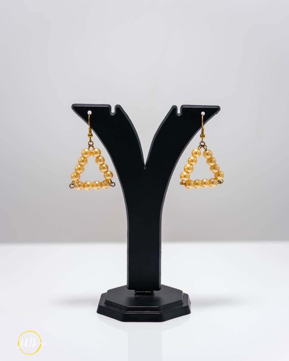 Small Gold Beaded Triangle Minimalist Earrings - shop_name 