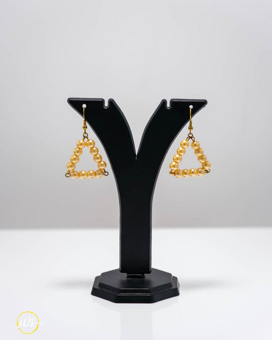 Small Gold Beaded Triangle Minimalist Earrings - shop_name 