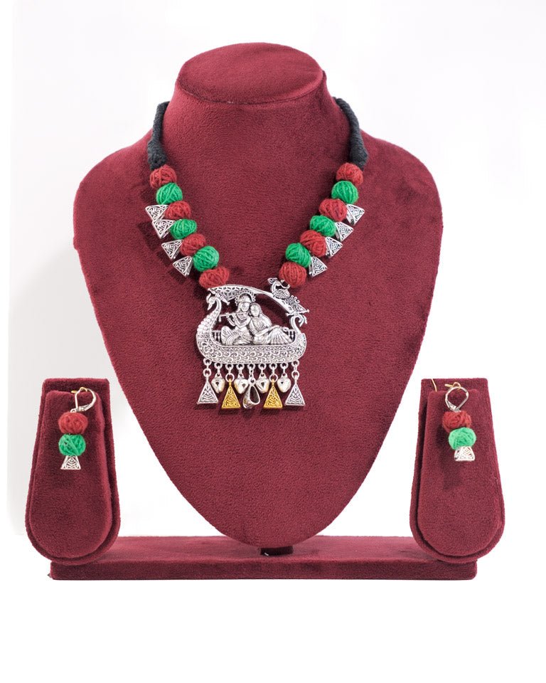 Threaded Oxidized Necklace Set - shop_name