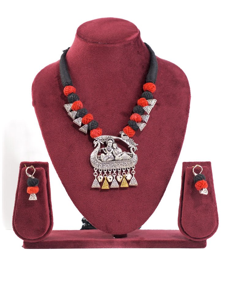 Threaded Oxidized Necklace Set - shop_name