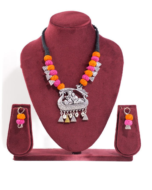 Threaded Oxidized Necklace Set - shop_name