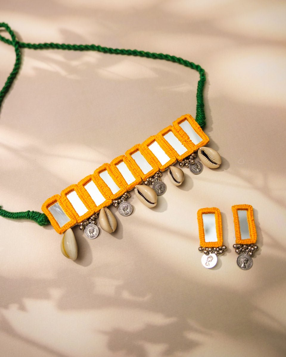 Yellow Cowrie Choker Choker Set - shop_name