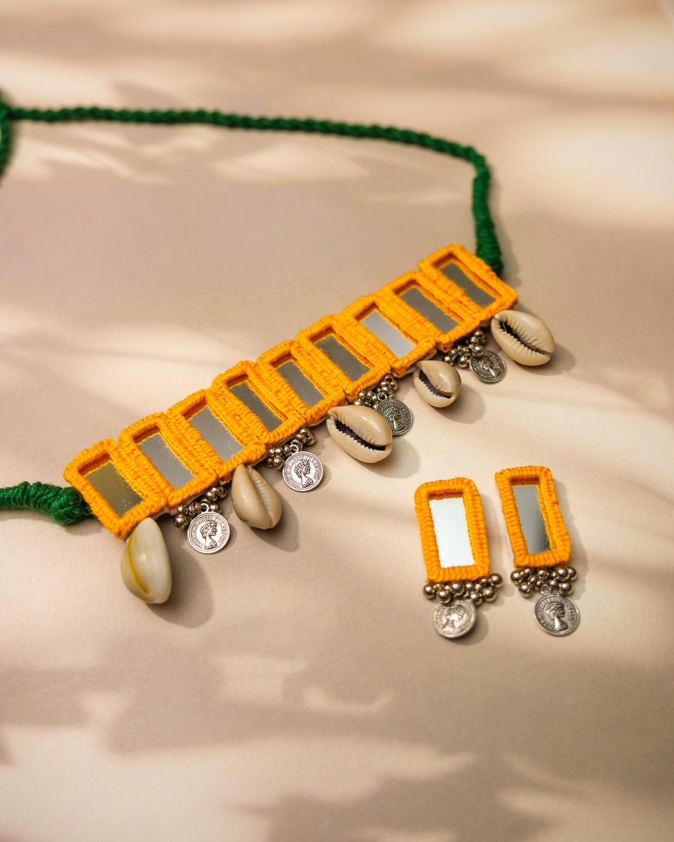 Yellow Cowrie Choker Choker Set - shop_name