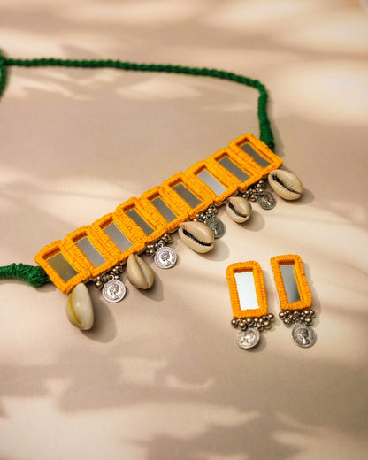 Yellow Cowrie Choker Choker Set - shop_name